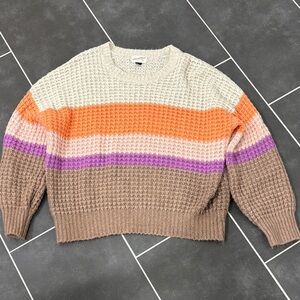 Universal Thread Women's Colorblock Sweater - Orange, Purple, Cream, Brown